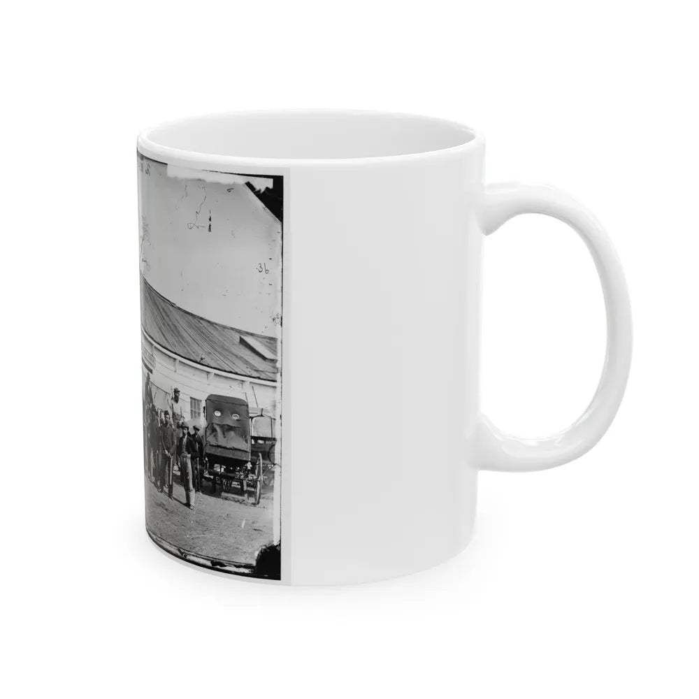 Washington, D.C. Workmen In Front Of The Ambulance Shop (U.S. Civil War) White Coffee Mug-Go Mug Yourself