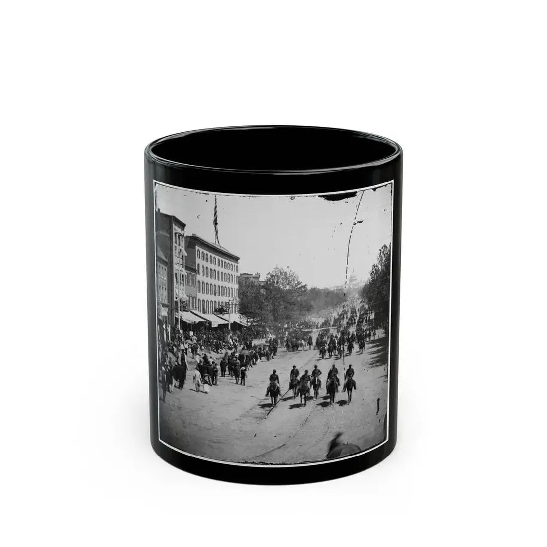 Washington, D.C. Another Artillery Unit Passing On Pennsylvania Avenue Near The Treasury (U.S. Civil War) Black Coffee Mug 11oz - Go Mug Yourself
