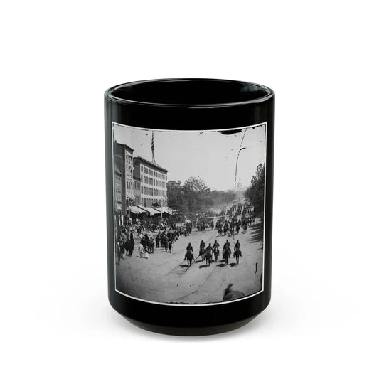 Washington, D.C. Another Artillery Unit Passing On Pennsylvania Avenue Near The Treasury (U.S. Civil War) Black Coffee Mug 15oz - Go Mug Yourself