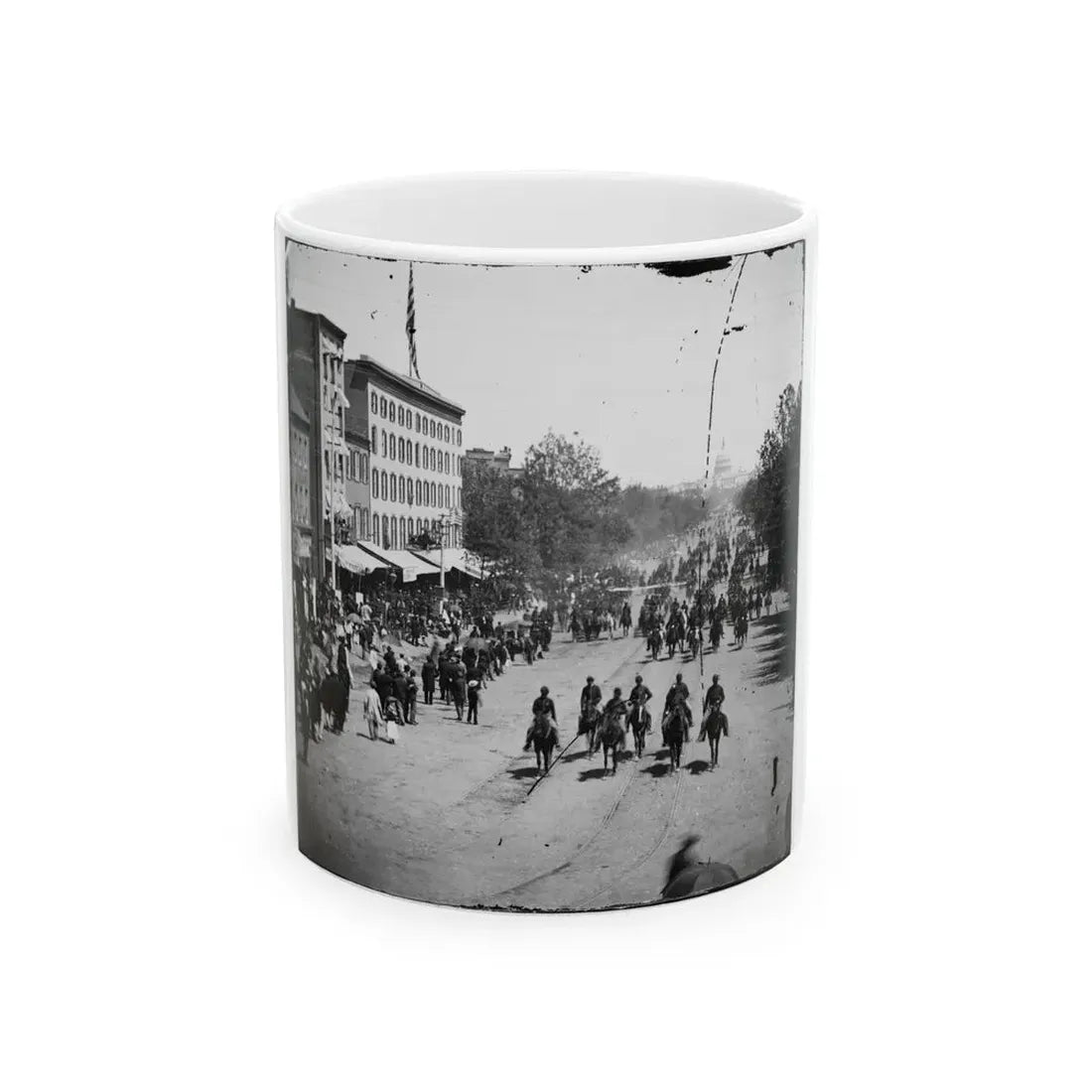 Washington, D.C. Another Artillery Unit Passing On Pennsylvania Avenue Near The Treasury (U.S. Civil War) White Coffee Mug 11oz - Go Mug Yourself