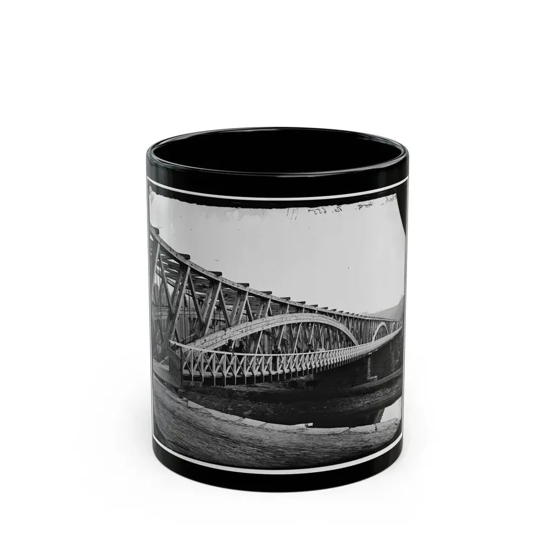 Washington, D.C. Chain Bridge Over The Potomac; Chesapeake And Ohio Canal In Foreground (U.S. Civil War) Black Coffee Mug 11oz - Go Mug Yourself