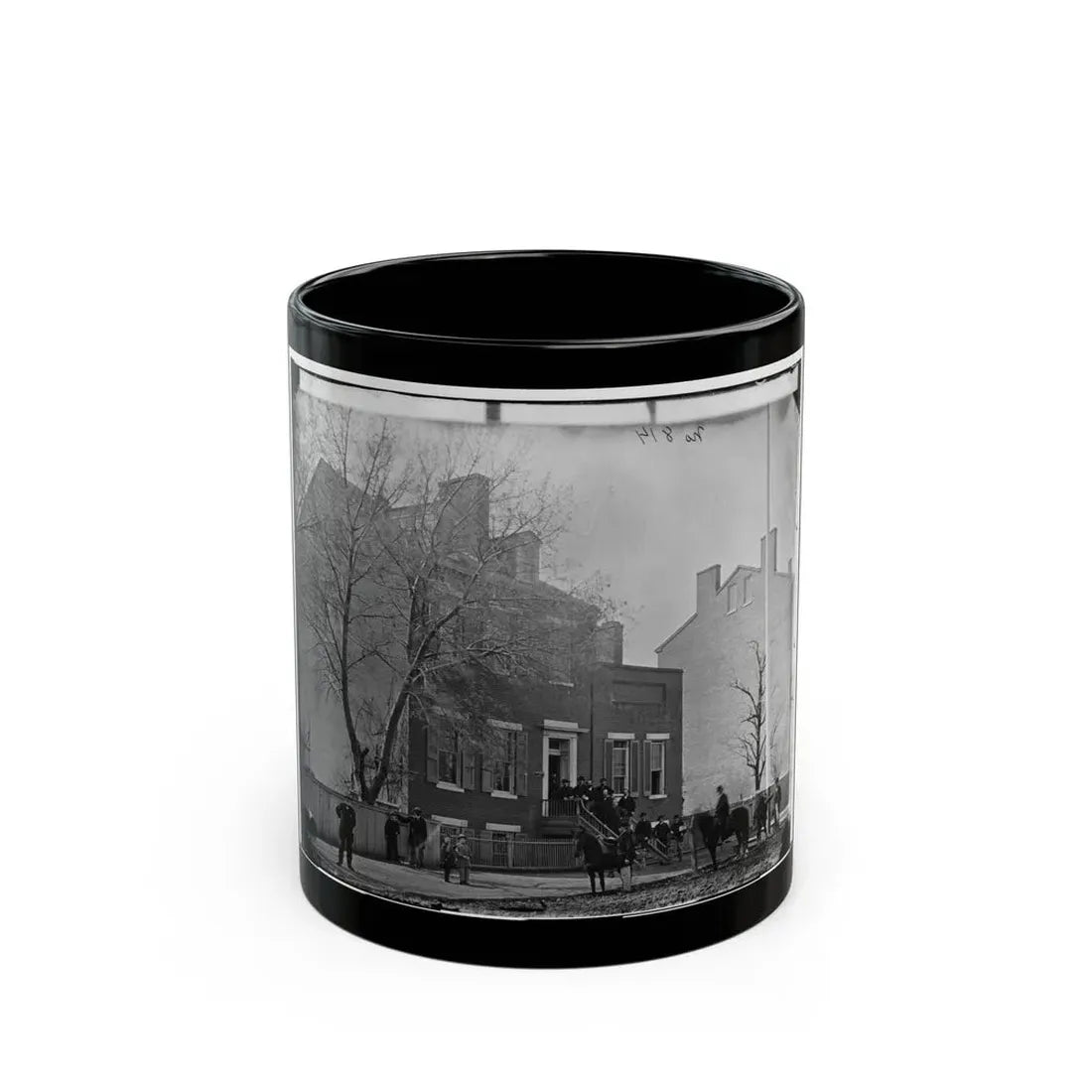 Washington, D.C. Col. Benjamin F. Fisher And Staff On Steps Of Signal Corps Headquarters, 1816 F St., Nw (U.S. Civil War) Black Coffee Mug 11oz - Go Mug Yourself