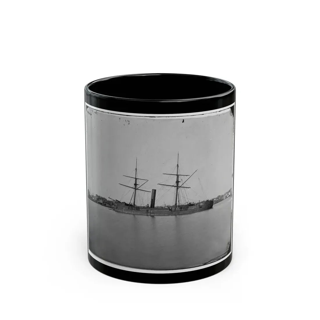 Washington, D.C. Ex-Confederate Iron-Clad Ram Stonewall At Anchor; U.S. Capitol In The Background (U.S. Civil War) Black Coffee Mug 11oz - Go Mug Yourself