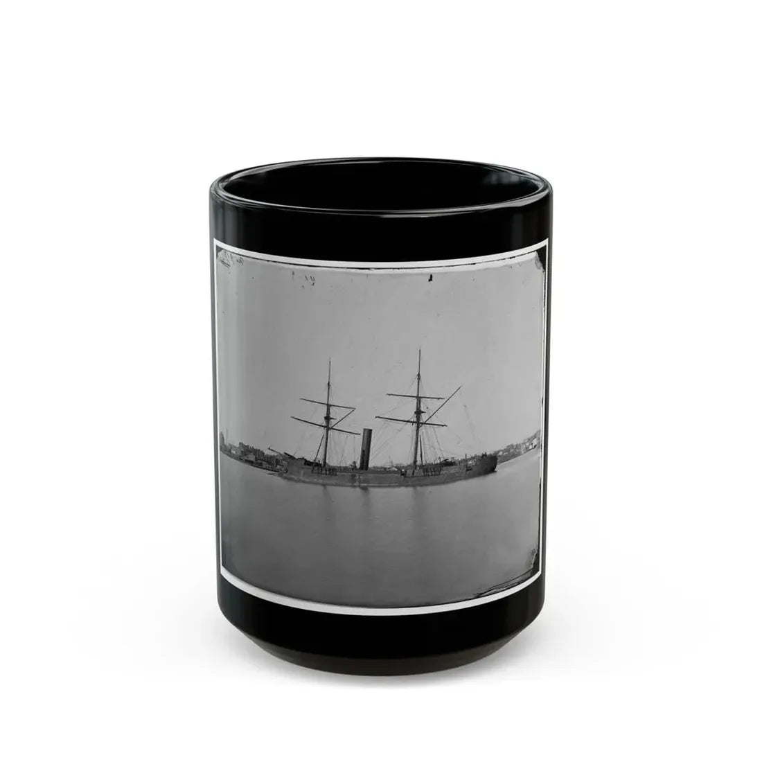 Washington, D.C. Ex-Confederate Iron-Clad Ram Stonewall At Anchor; U.S. Capitol In The Background (U.S. Civil War) Black Coffee Mug 15oz - Go Mug Yourself