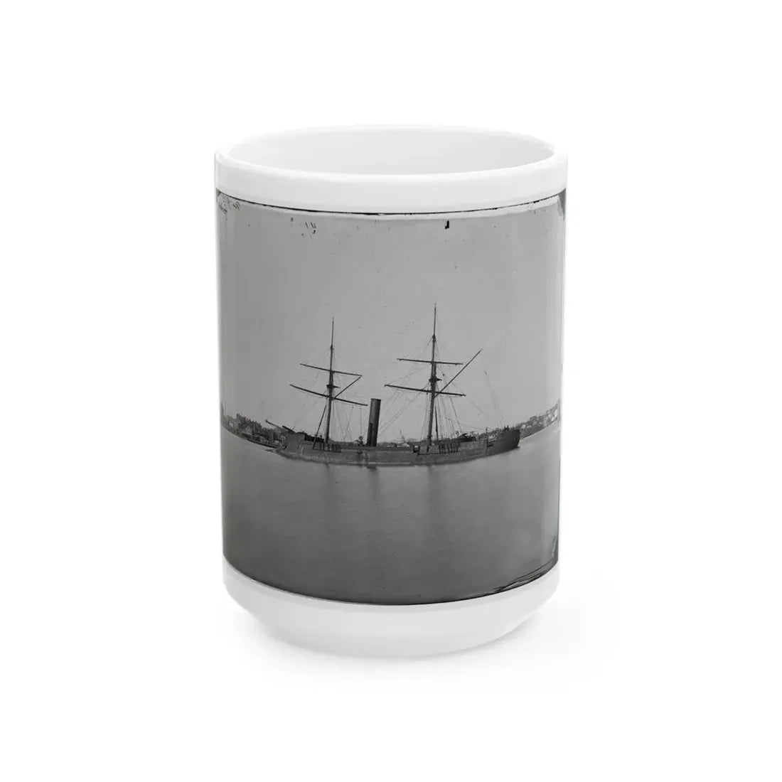 Washington, D.C. Ex-Confederate Iron-Clad Ram Stonewall At Anchor; U.S. Capitol In The Background (U.S. Civil War) White Coffee Mug 15oz - Go Mug Yourself