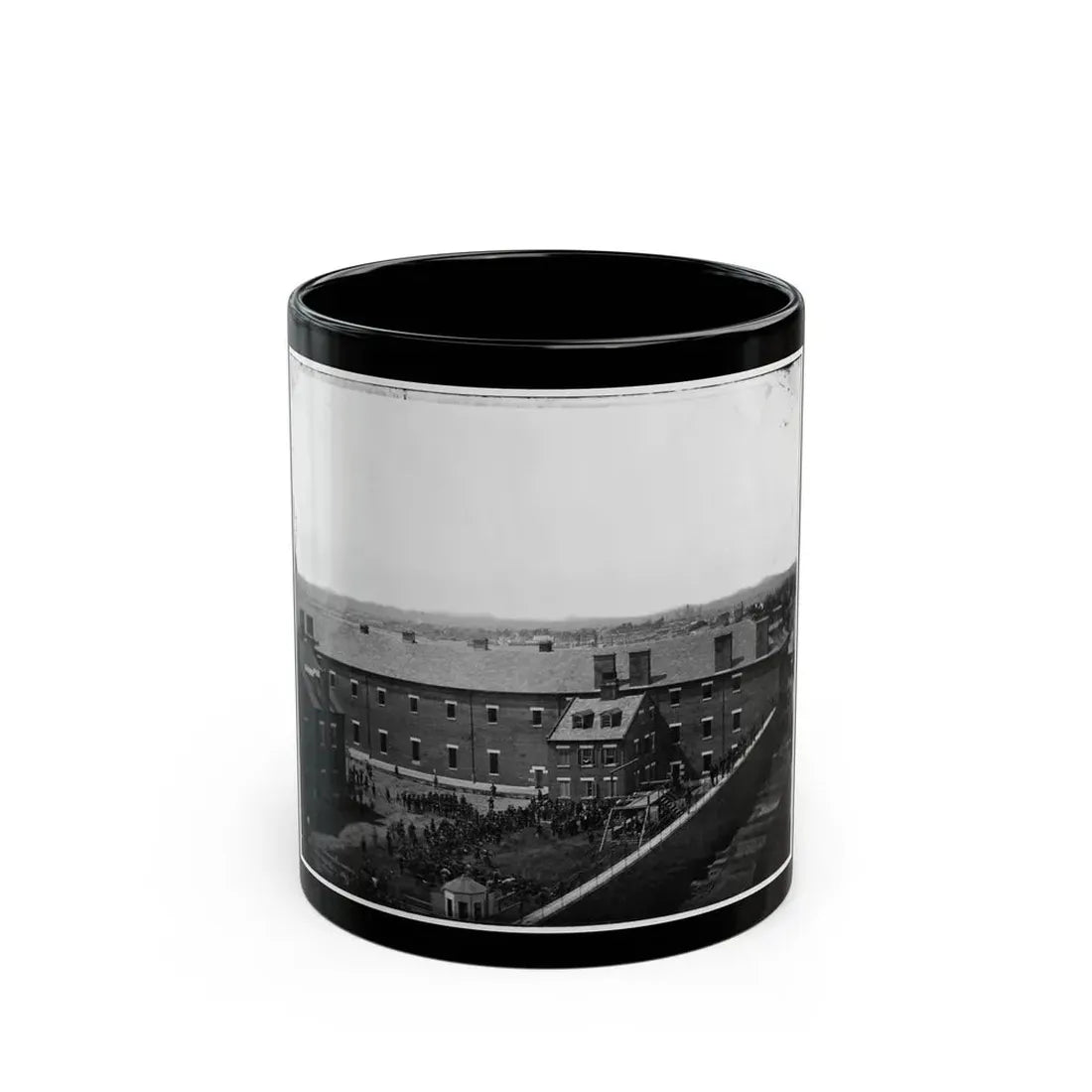 Washington, D.C. Execution Of The Conspirators  Scaffold In Use And Crowd In The Yard, Seen From The Roof Of The Arsenal (U.S. Civil War) Black Coffee Mug 11oz - Go Mug Yourself