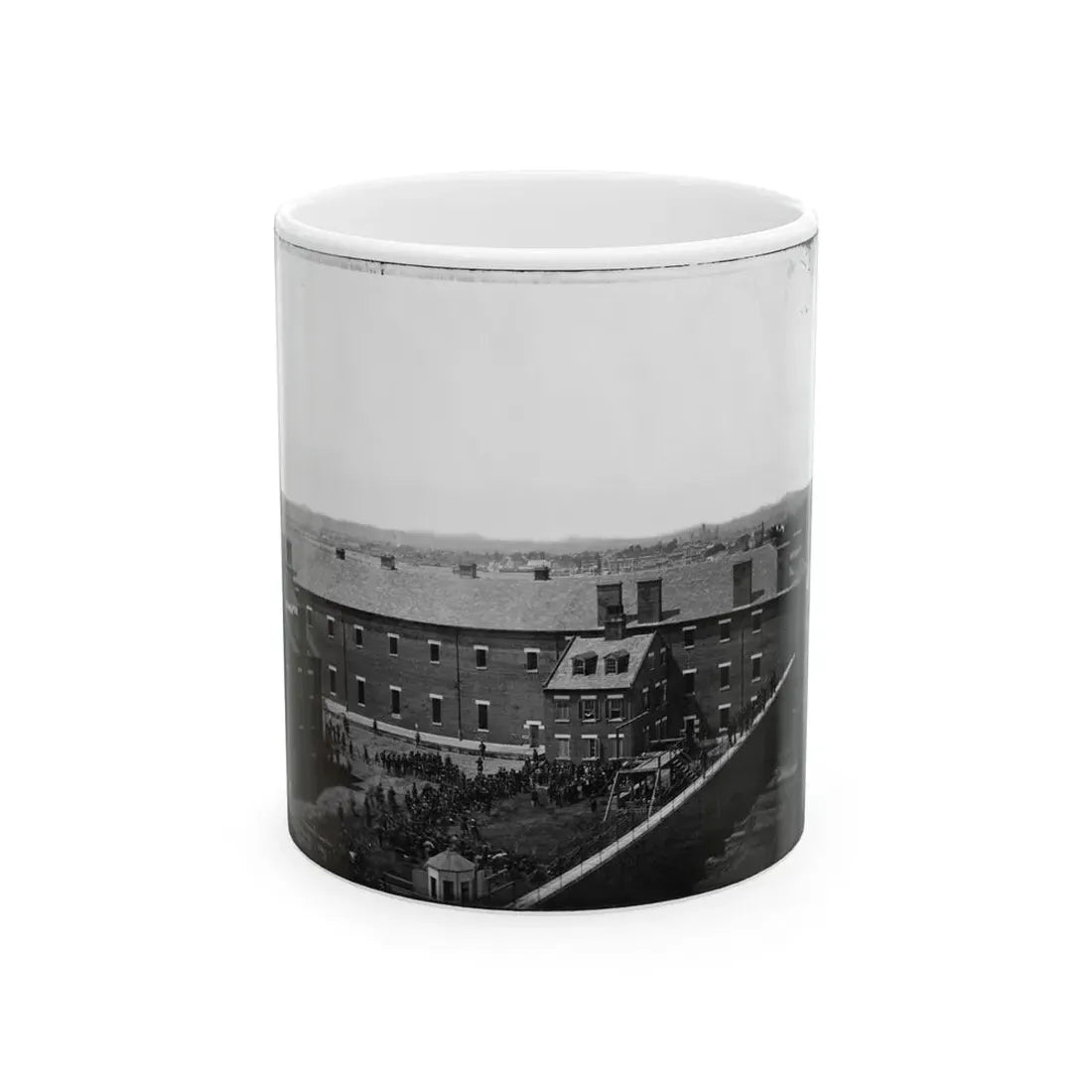 Washington, D.C. Execution Of The Conspirators  Scaffold In Use And Crowd In The Yard, Seen From The Roof Of The Arsenal (U.S. Civil War) White Coffee Mug 11oz - Go Mug Yourself