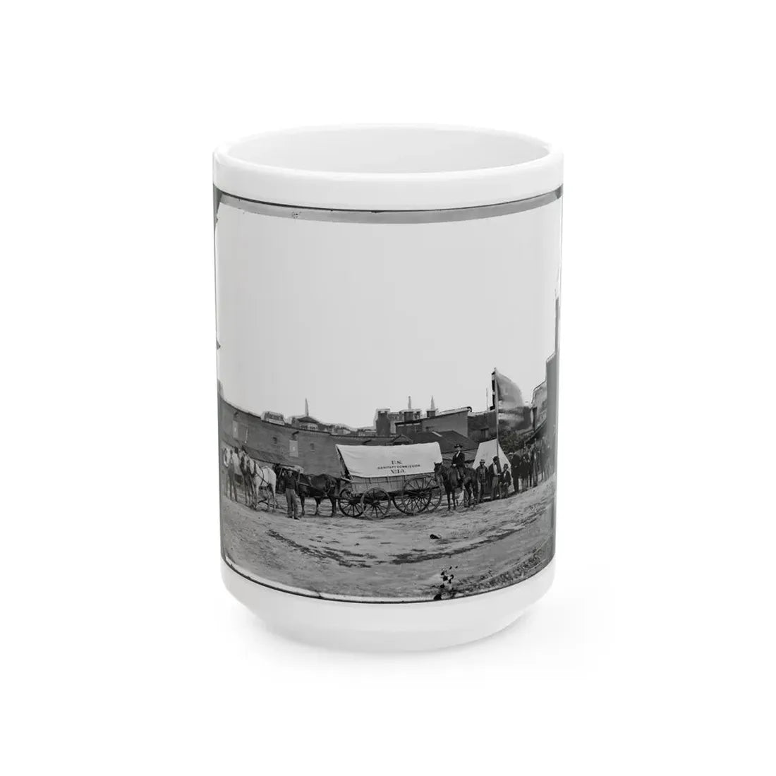 Washington, D.C. Field Relief Wagons And Workers Of U.S. Sanitary Commission (U.S. Civil War) White Coffee Mug 15oz - Go Mug Yourself
