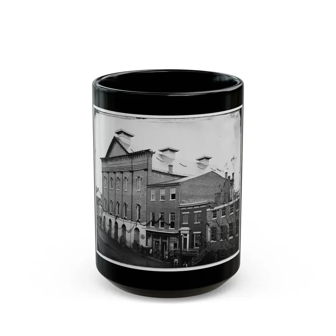 Washington, D.C. Ford's Theater With Guards Posted At Entrance And Crepe Draped From Windows (U.S. Civil War) Black Coffee Mug 15oz - Go Mug Yourself