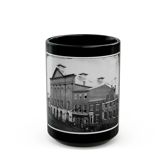 Washington, D.C. Ford's Theater With Guards Posted At Entrance And Crepe Draped From Windows (U.S. Civil War) Black Coffee Mug 15oz - Go Mug Yourself