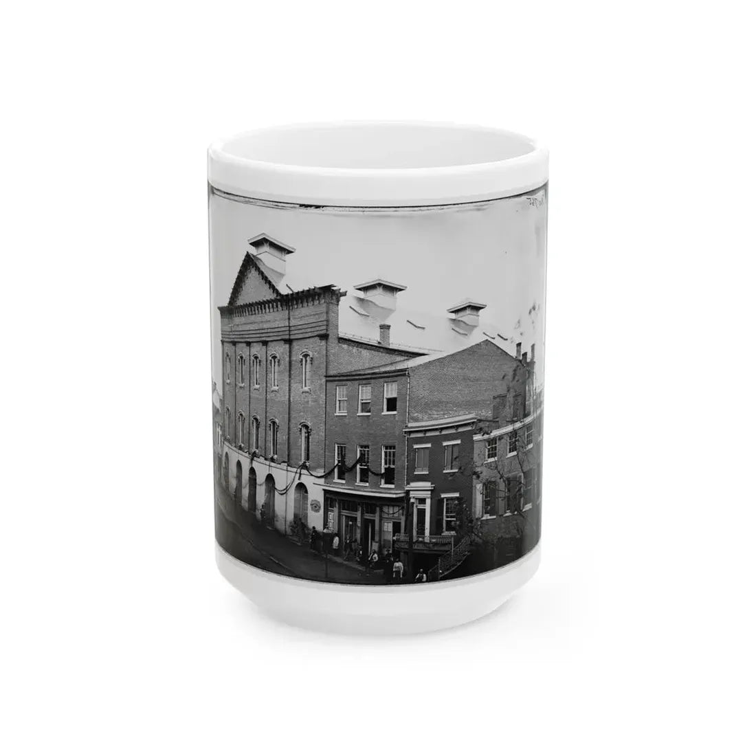 Washington, D.C. Ford's Theater With Guards Posted At Entrance And Crepe Draped From Windows (U.S. Civil War) White Coffee Mug 15oz - Go Mug Yourself