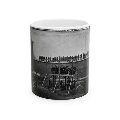 Washington, D.C. Gen. John F. Hartranft Reading The Death Warrant To The Conspirators On The Scaffold (U.S. Civil War) White Coffee Mug 11oz - Go Mug Yourself