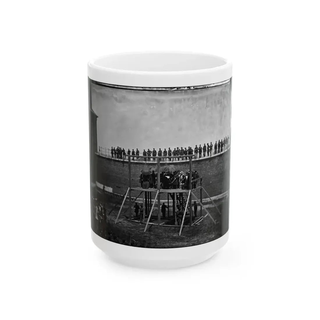 Washington, D.C. Gen. John F. Hartranft Reading The Death Warrant To The Conspirators On The Scaffold (U.S. Civil War) White Coffee Mug 15oz - Go Mug Yourself