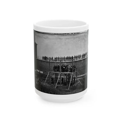 Washington, D.C. Gen. John F. Hartranft Reading The Death Warrant To The Conspirators On The Scaffold (U.S. Civil War) White Coffee Mug 15oz - Go Mug Yourself