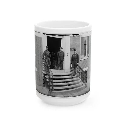 Washington, D.C. Gen. William Hoffman, Commissary General Of Prisoners (At Right) And Staff On Steps Of Office, F. St. At 20th Nw (U.S. Civil War) White Coffee Mug 15oz - Go Mug Yourself