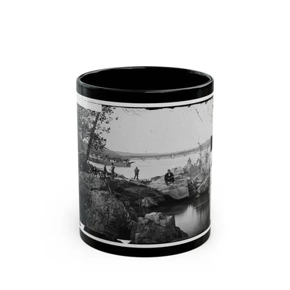 Washington, D.C. Georgetown Ferry-Boat Carrying Wagons, And Aqueduct Bridge Beyond, From Rocks On Mason's Island (U.S. Civil War) Black Coffee Mug 11oz - Go Mug Yourself