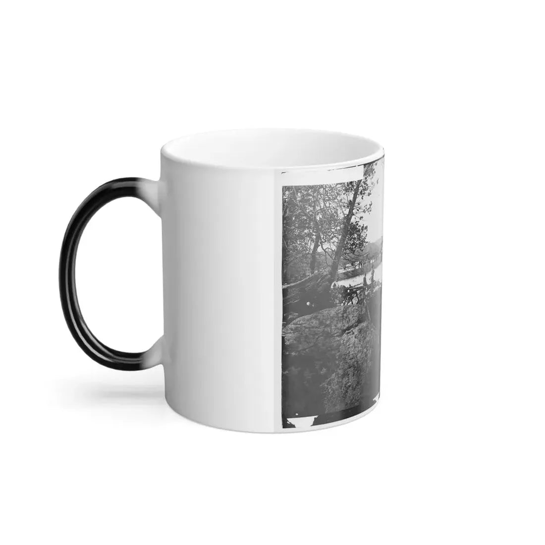 Washington, D.C. Georgetown Ferry-Boat Carrying Wagons, and Aqueduct Bridge Beyond, From Rocks on Mason's Island (U.S. Civil War) Color Changing Coffee Mug 11oz - Go Mug Yourself