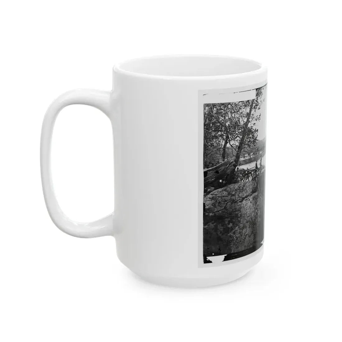 Washington, D.C. Georgetown Ferry-Boat Carrying Wagons, And Aqueduct Bridge Beyond, From Rocks On Mason's Island (U.S. Civil War) White Coffee Mug - Go Mug Yourself