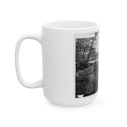 Washington, D.C. Georgetown Ferry-Boat Carrying Wagons, And Aqueduct Bridge Beyond, From Rocks On Mason's Island (U.S. Civil War) White Coffee Mug - Go Mug Yourself