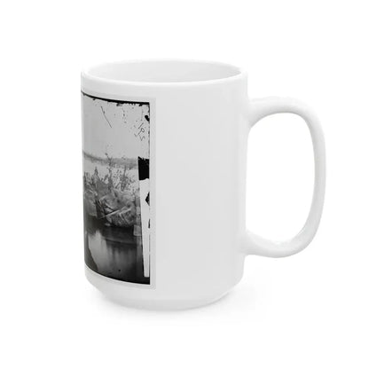 Washington, D.C. Georgetown Ferry-Boat Carrying Wagons, And Aqueduct Bridge Beyond, From Rocks On Mason's Island (U.S. Civil War) White Coffee Mug - Go Mug Yourself