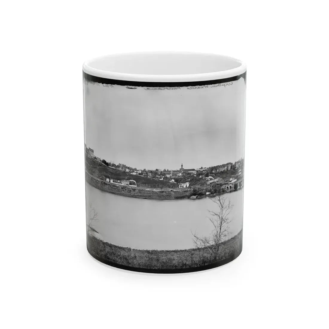Washington, D.C. Georgetown From The Virginia Bank; Aqueduct Bridge At The Extreme Right (U.S. Civil War) White Coffee Mug 11oz - Go Mug Yourself