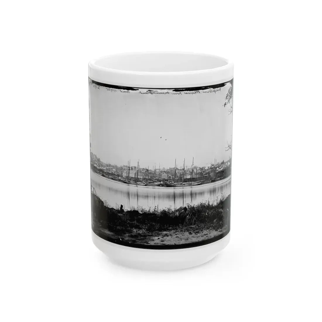 Washington, D.C. Georgetown Waterfront With Sailing Vessels, Seen From Mason's Island (U.S. Civil War) White Coffee Mug 15oz - Go Mug Yourself