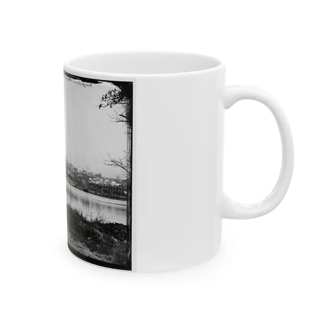 Washington, D.C. Georgetown Waterfront With Sailing Vessels, Seen From Mason's Island (U.S. Civil War) White Coffee Mug - Go Mug Yourself