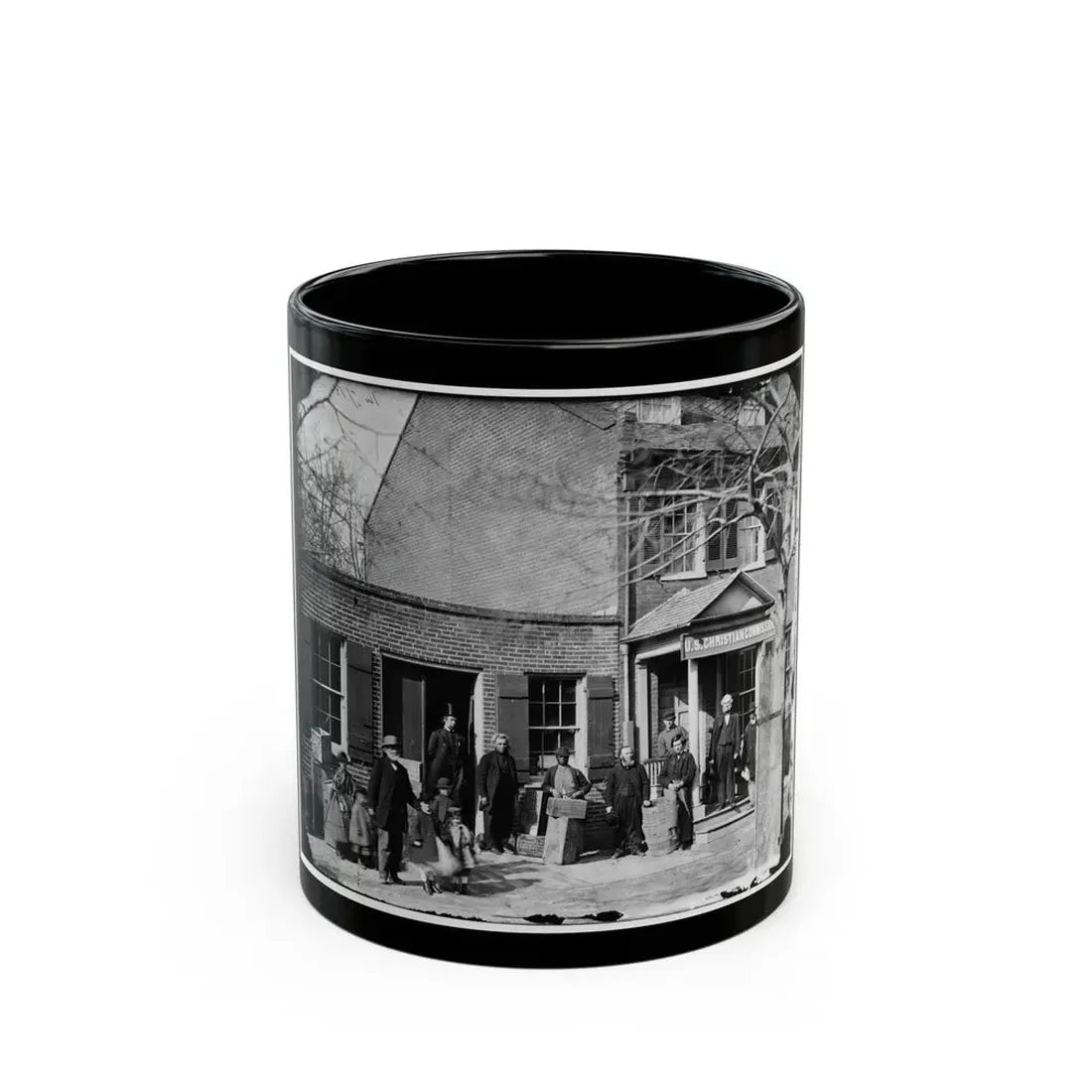 Washington, D.C. Group Before Office Of U.S. Christian Commission, 8th And H Sts. Nw (U.S. Civil War) Black Coffee Mug 11oz - Go Mug Yourself