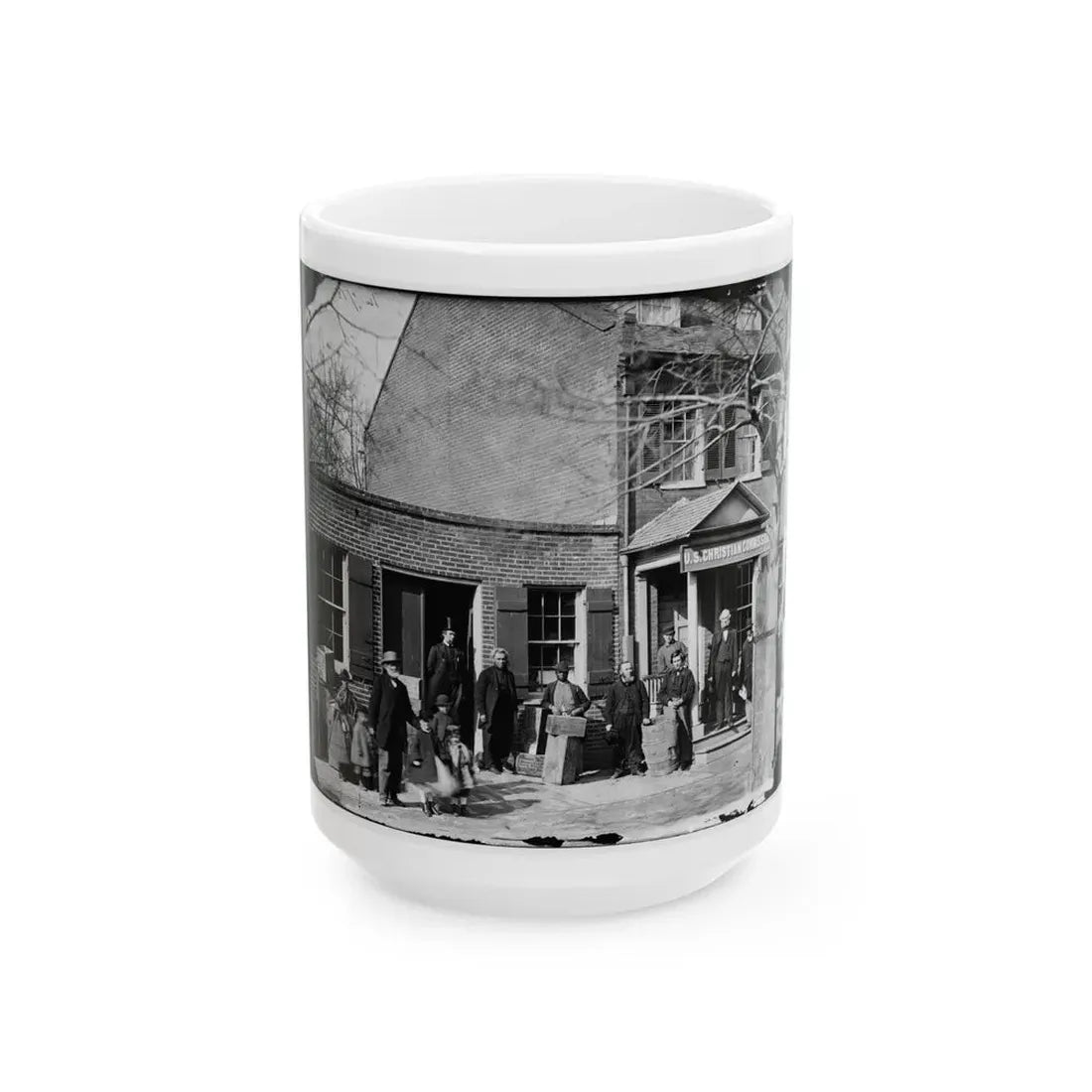 Washington, D.C. Group Before Office Of U.S. Christian Commission, 8th And H Sts. Nw (U.S. Civil War) White Coffee Mug 15oz - Go Mug Yourself