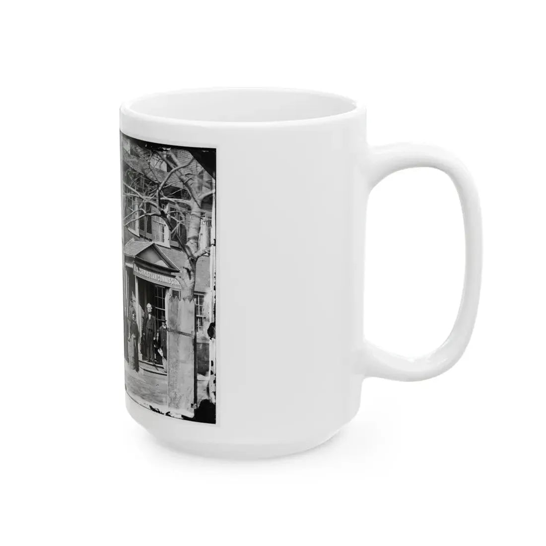 Washington, D.C. Group Before Office Of U.S. Christian Commission, 8th And H Sts. Nw (U.S. Civil War) White Coffee Mug - Go Mug Yourself
