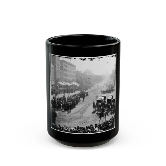 Washington, D.C. Group Of Ambulances Followed By Band And Infantry Units On Pennsylvania Avenue Near The Treasury (U.S. Civil War) Black Coffee Mug 15oz - Go Mug Yourself