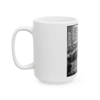Washington, D.C. Group Of Ambulances Followed By Band And Infantry Units On Pennsylvania Avenue Near The Treasury (U.S. Civil War) White Coffee Mug - Go Mug Yourself