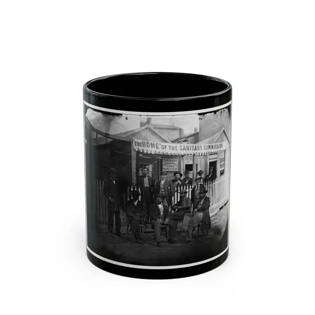 Washington, D.C. Group Of Sanitary Commission Workers At The Entrance Of The Home Lodge (U.S. Civil War) Black Coffee Mug 11oz - Go Mug Yourself
