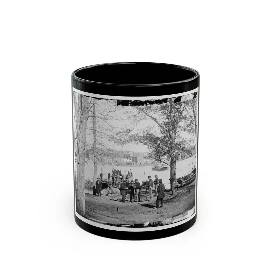 Washington, D.C. Guards At Ferry Landing On Mason's Island Examining A Pass (U.S. Civil War) Black Coffee Mug 11oz - Go Mug Yourself