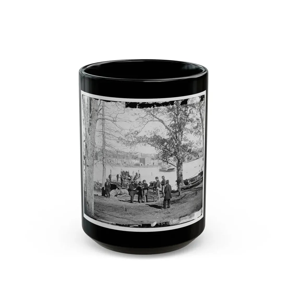 Washington, D.C. Guards At Ferry Landing On Mason's Island Examining A Pass (U.S. Civil War) Black Coffee Mug 15oz - Go Mug Yourself