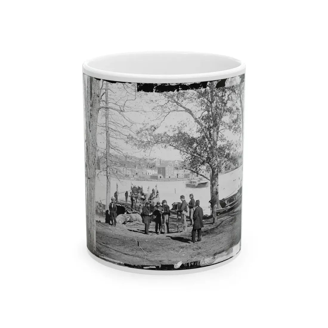 Washington, D.C. Guards At Ferry Landing On Mason's Island Examining A Pass (U.S. Civil War) White Coffee Mug 11oz - Go Mug Yourself