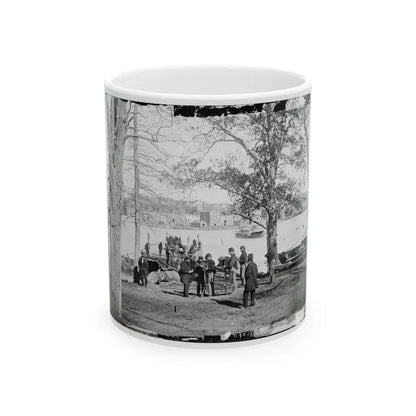 Washington, D.C. Guards At Ferry Landing On Mason's Island Examining A Pass (U.S. Civil War) White Coffee Mug 11oz - Go Mug Yourself