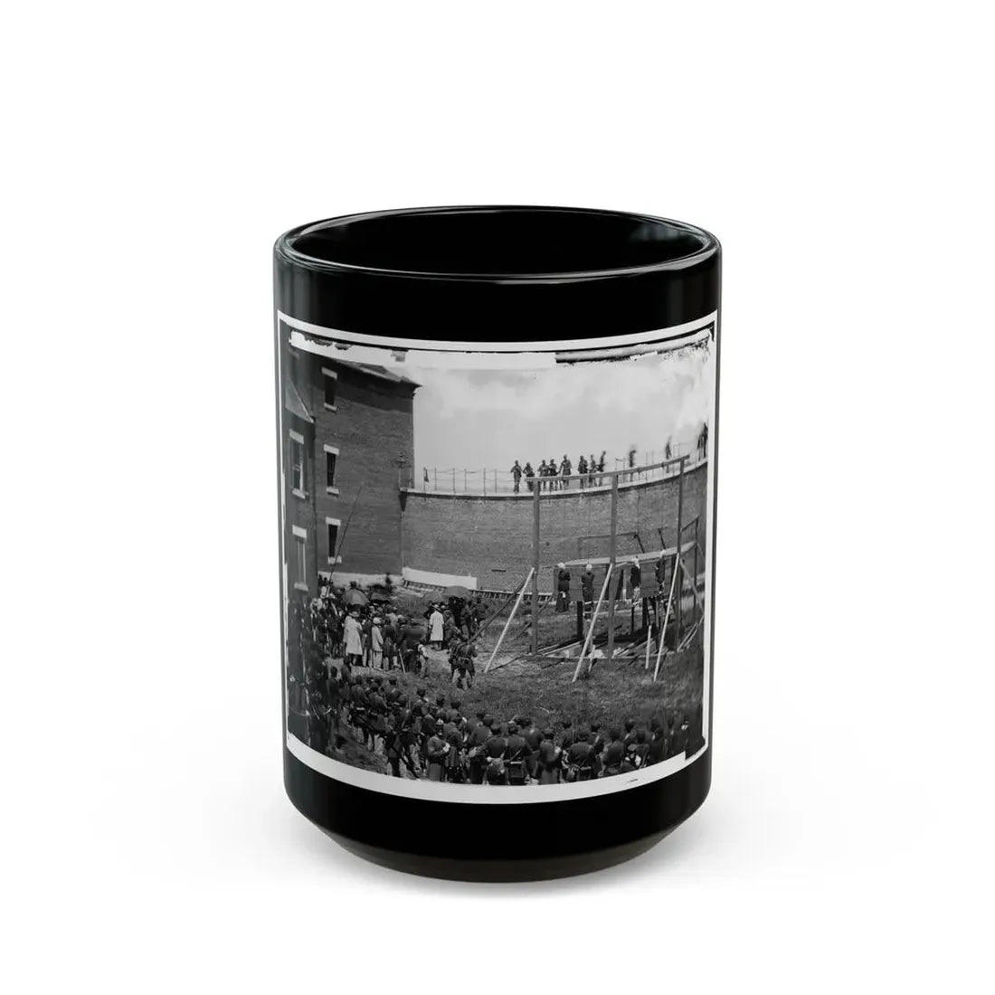 Washington, D.C. Hanging Hooded Bodies Of The Four Conspirators; Crowd Departing (U.S. Civil War) Black Coffee Mug 15oz - Go Mug Yourself