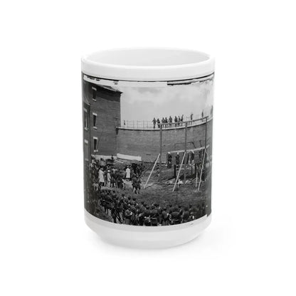 Washington, D.C. Hanging Hooded Bodies Of The Four Conspirators; Crowd Departing (U.S. Civil War) White Coffee Mug 15oz - Go Mug Yourself