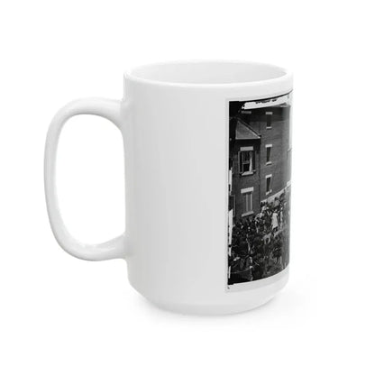 Washington, D.C. Hanging Hooded Bodies Of The Four Conspirators; Crowd Departing (U.S. Civil War) White Coffee Mug - Go Mug Yourself