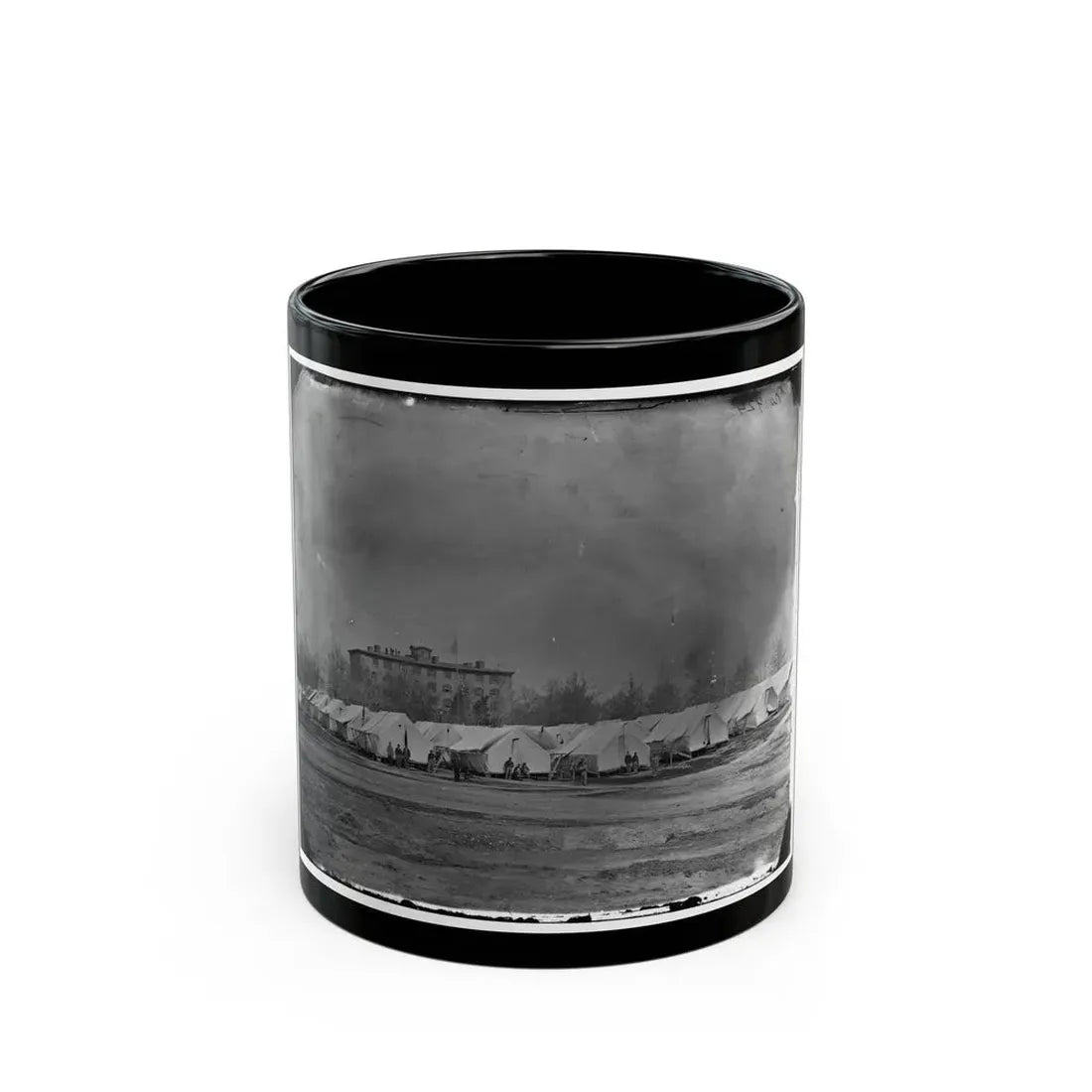 Washington, D.C. Hospital Tents At Camp Carver, With Columbian College Building (U.S. Civil War) Black Coffee Mug 11oz - Go Mug Yourself