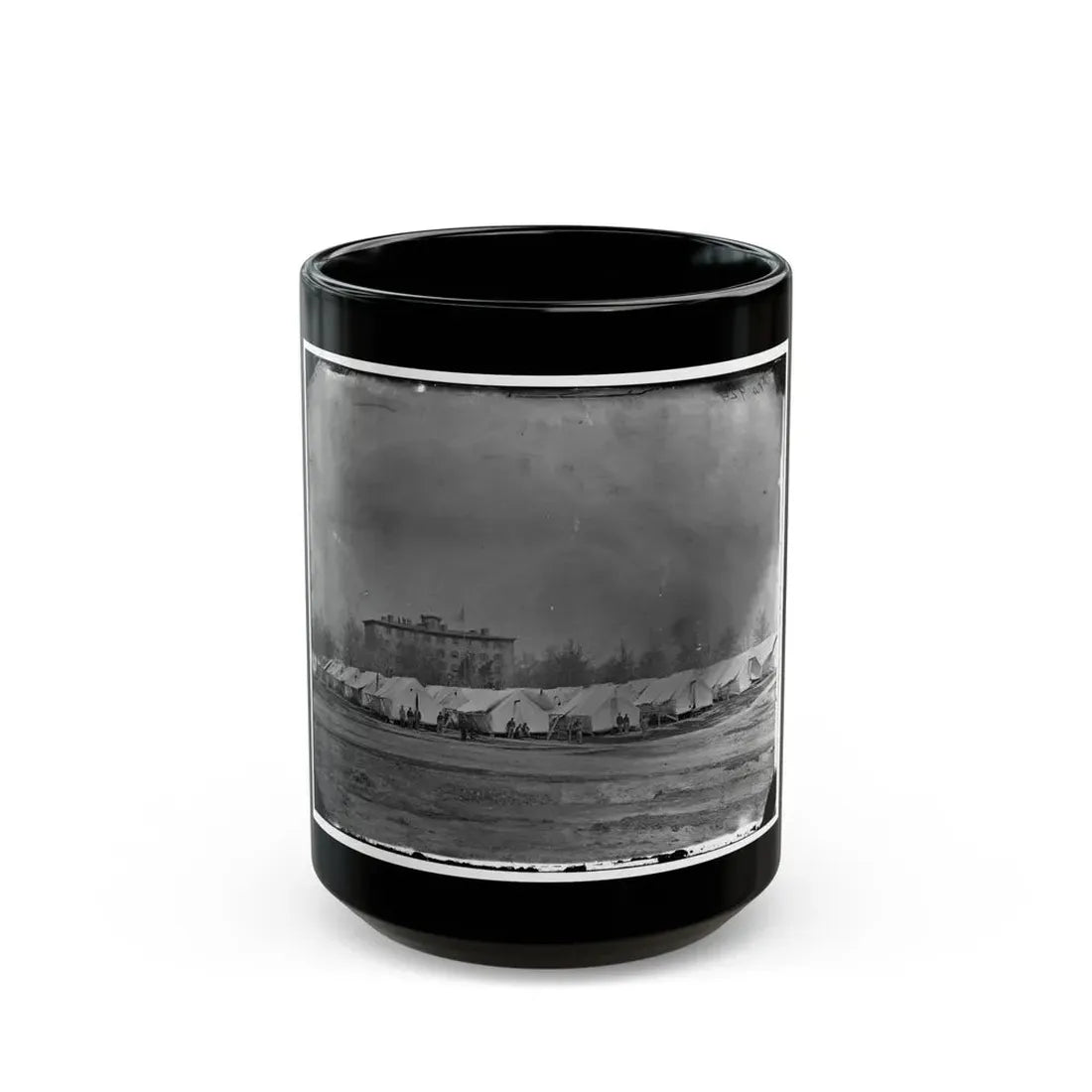 Washington, D.C. Hospital Tents At Camp Carver, With Columbian College Building (U.S. Civil War) Black Coffee Mug 15oz - Go Mug Yourself