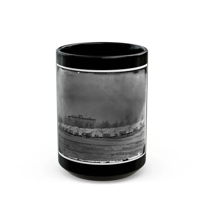 Washington, D.C. Hospital Tents At Camp Carver, With Columbian College Building (U.S. Civil War) Black Coffee Mug 15oz - Go Mug Yourself