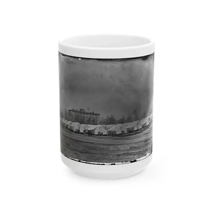 Washington, D.C. Hospital Tents At Camp Carver, With Columbian College Building (U.S. Civil War) White Coffee Mug 15oz - Go Mug Yourself