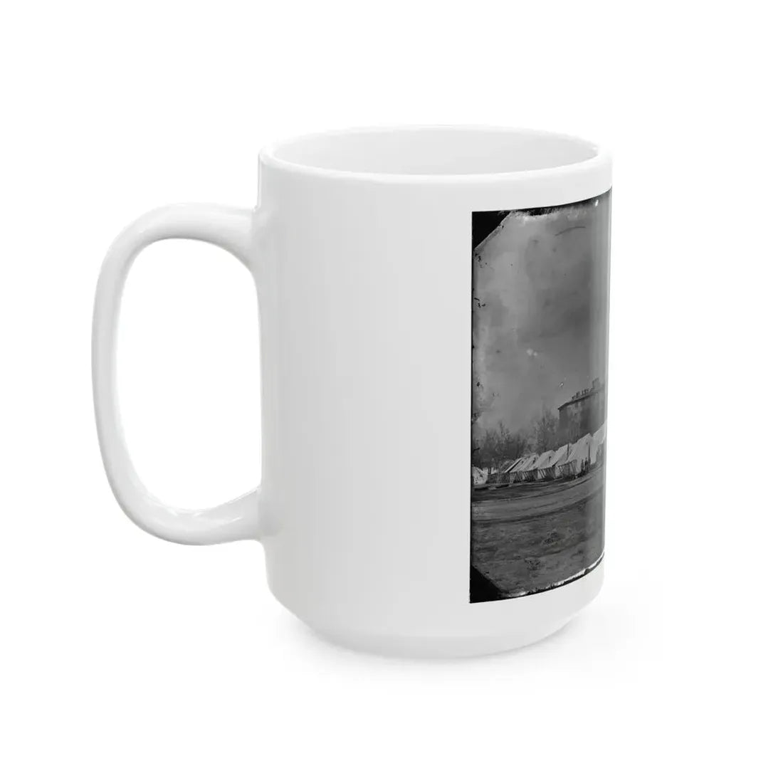 Washington, D.C. Hospital Tents At Camp Carver, With Columbian College Building (U.S. Civil War) White Coffee Mug - Go Mug Yourself