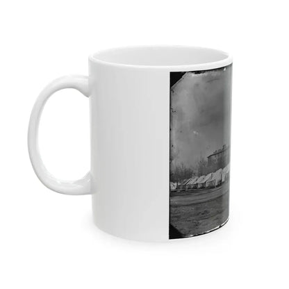 Washington, D.C. Hospital Tents At Camp Carver, With Columbian College Building (U.S. Civil War) White Coffee Mug - Go Mug Yourself