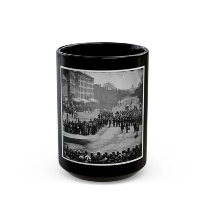 Washington, D.C. Infantry Unit With Fixed Bayonets Followed By Ambulances Passing On Pennsylvania Avenue Near The Treasury (U.S. Civil War) Black Coffee Mug 15oz - Go Mug Yourself