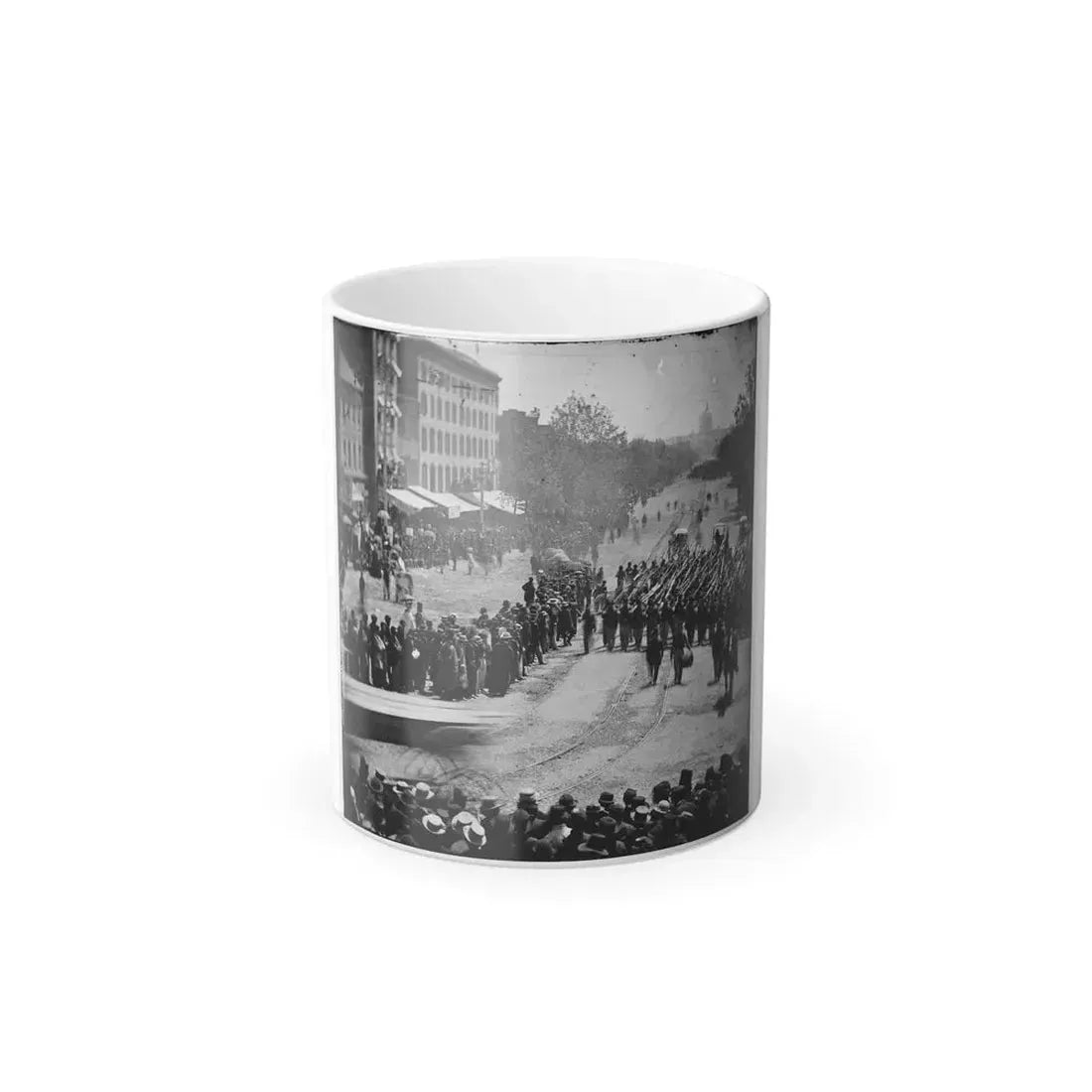 Washington, D.C. Infantry Unit With Fixed Bayonets Followed by Ambulances Passing on Pennsylvania Avenue Near the Treasury (U.S. Civil War) Color Changing Coffee Mug 11oz Default Title 11oz - Go Mug Yourself