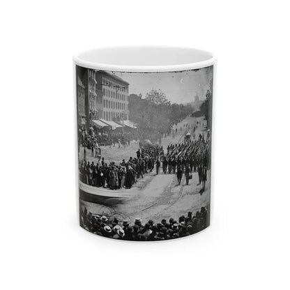 Washington, D.C. Infantry Unit With Fixed Bayonets Followed By Ambulances Passing On Pennsylvania Avenue Near The Treasury (U.S. Civil War) White Coffee Mug 11oz - Go Mug Yourself