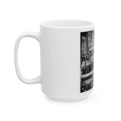Washington, D.C. Infantry Unit With Fixed Bayonets Followed By Ambulances Passing On Pennsylvania Avenue Near The Treasury (U.S. Civil War) White Coffee Mug - Go Mug Yourself